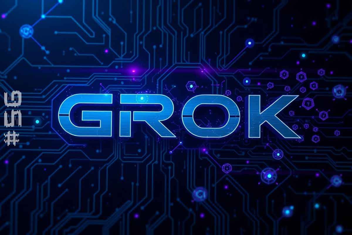 O Que é Grok 3? Conheça o Modelo de IA da xAI 1 Imagem com a palavra GROK (Representando o post sobre Grok 3) em destaque sobre um fundo tecnológico com circuitos e elementos digitais, representando inovação e tecnologia.