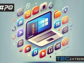 Imagem ilustrativa de um notebook com vários ícones de programas de PC, aplicativos de redes sociais, comunicação e entretenimento ao redor, destacando os programas essenciais para PC.